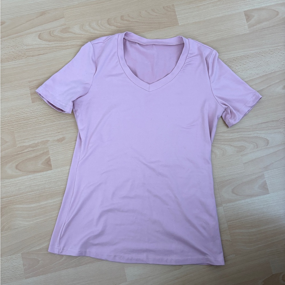 Women's Baby Pink V-Neck Short Sleeve Tee Sz XS